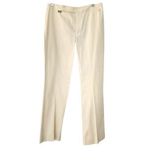 Ralph Lauren Cream Straight Leg Pant Size 10 Classic Ivory Preppy Vintage Cotton